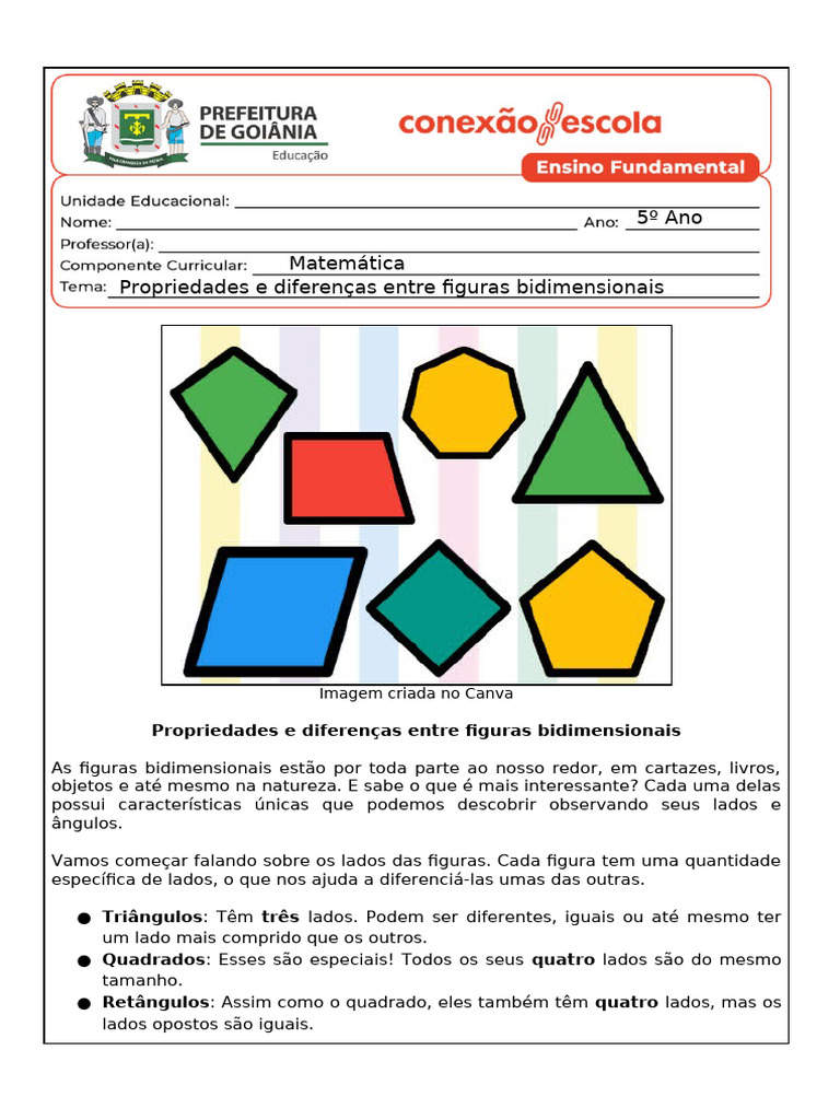 Propriedades de Figuras Bidimensionais | PDF | Ângulo | Polígono