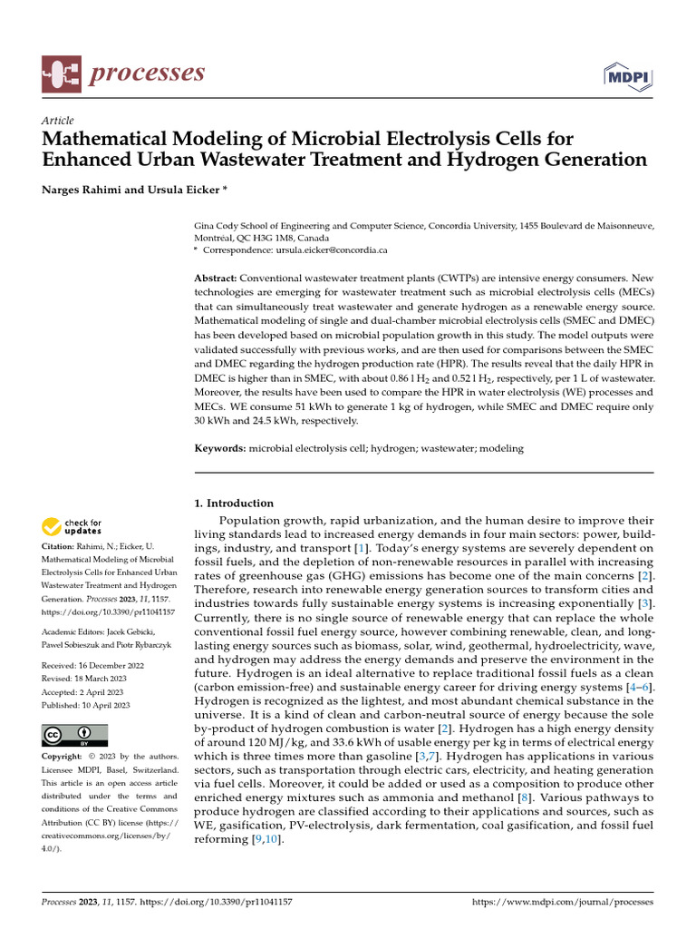 Microbial Electrolysis Cells for Hydrogen Production | PDF | Energy ...