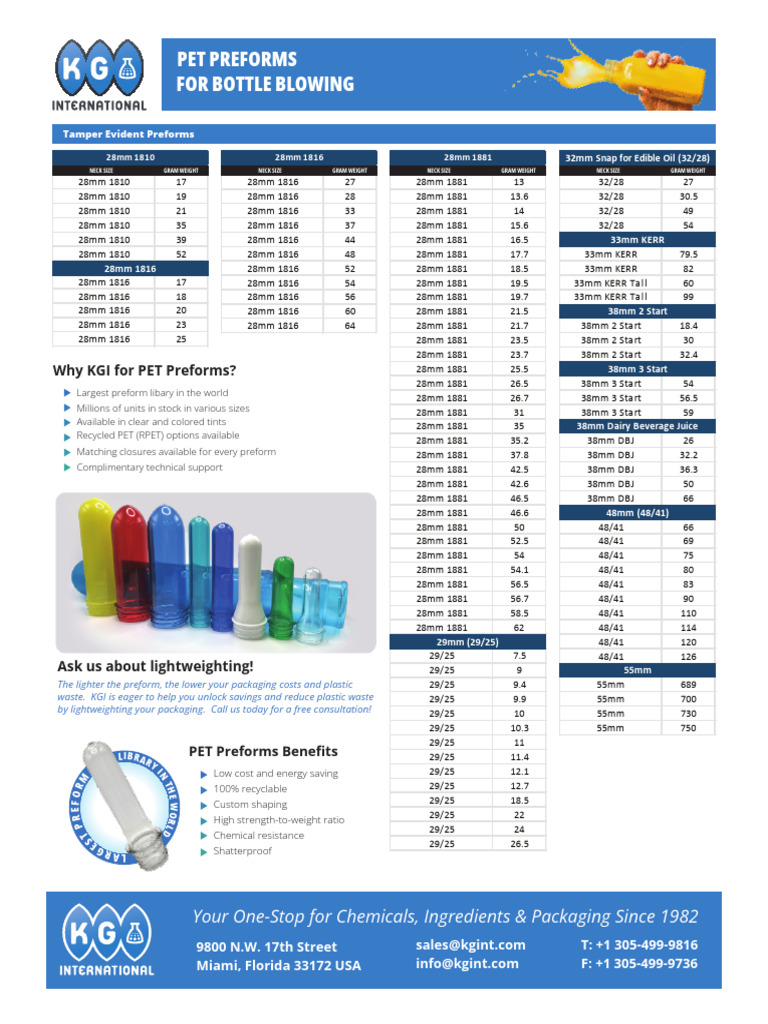 Comprehensive PET Preform Catalog | PDF | Materials | Secondary Sector ...