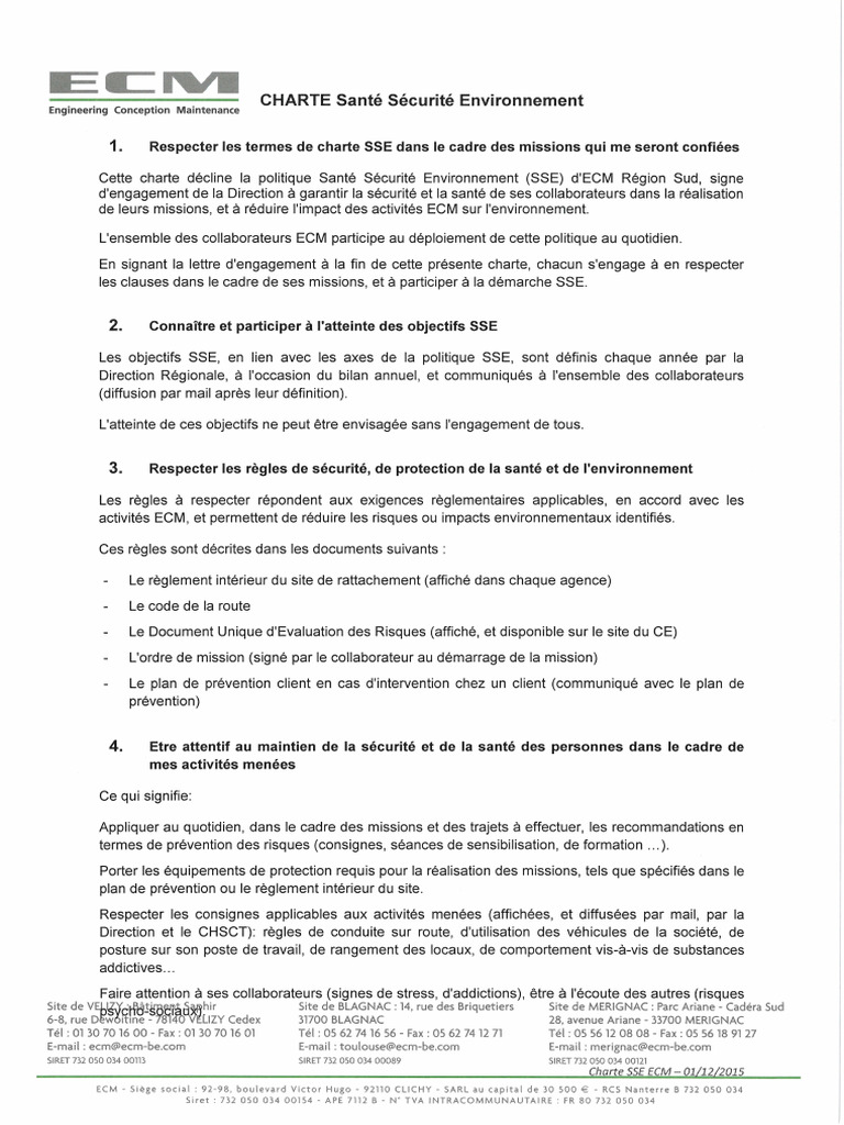 Charte SSE - Déc 2015 | PDF