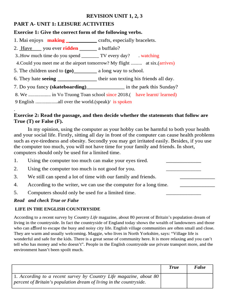 English Language Revision Exercises | PDF