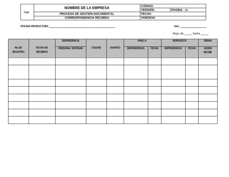 Formato Correspondencia Recibida | PDF