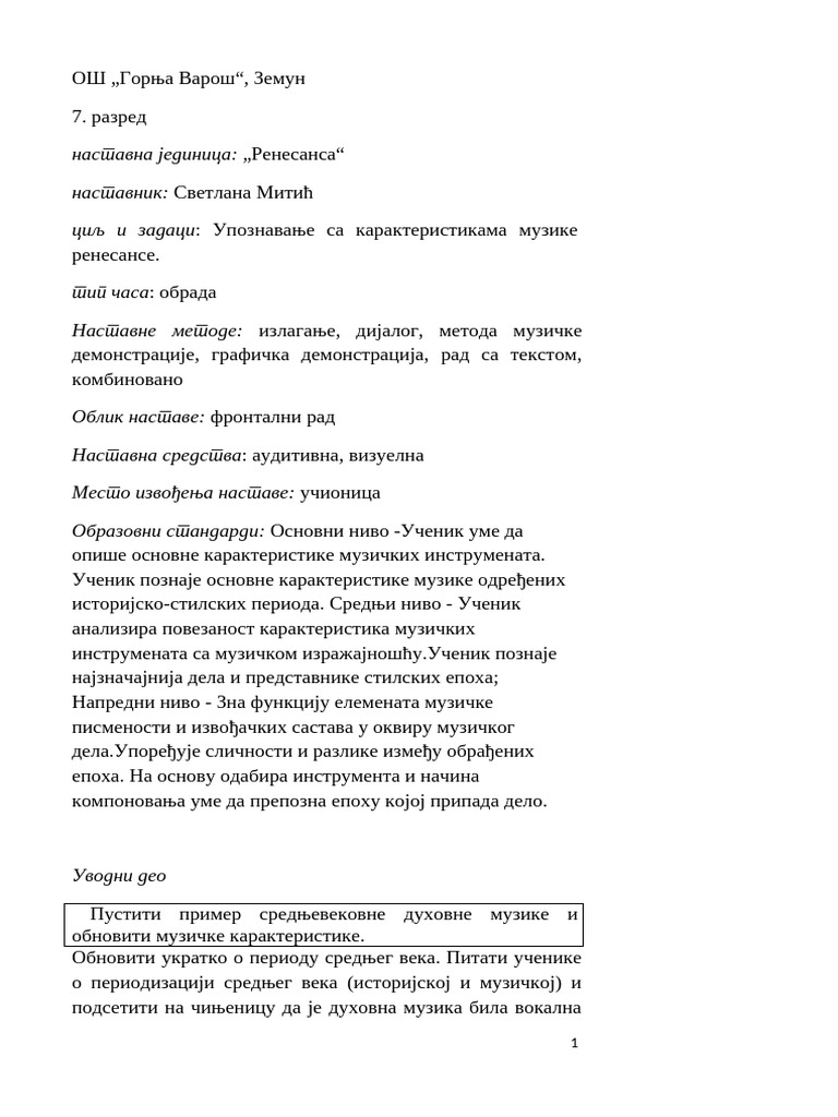 10 Renesansa - Priprema | PDF