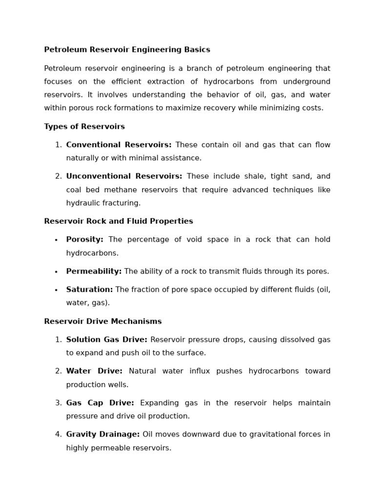 Petroleum Reservoir Engineering Overview | PDF