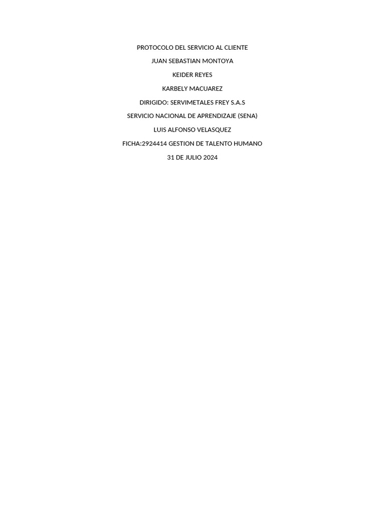 Protocolo de Servicio al Cliente | PDF