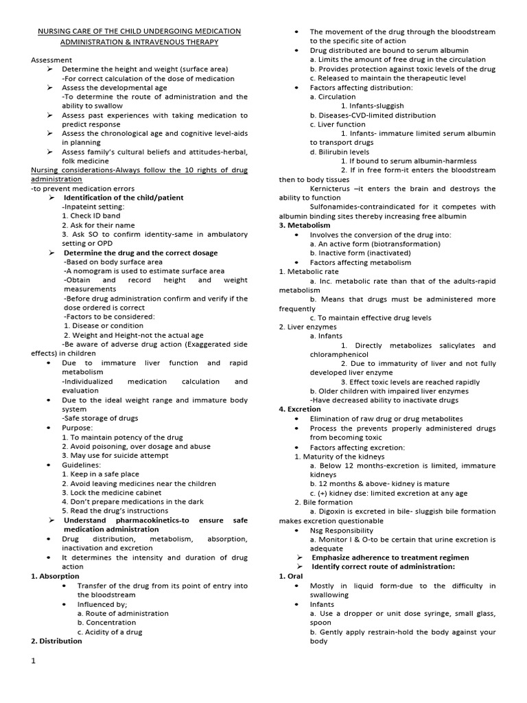 Pediatric Medication Administration Guide | PDF | Intravenous Therapy ...