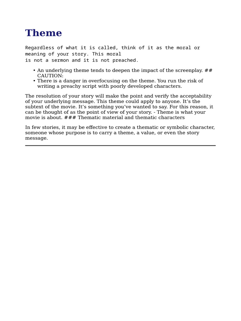 Understanding Theme in Screenwriting | PDF