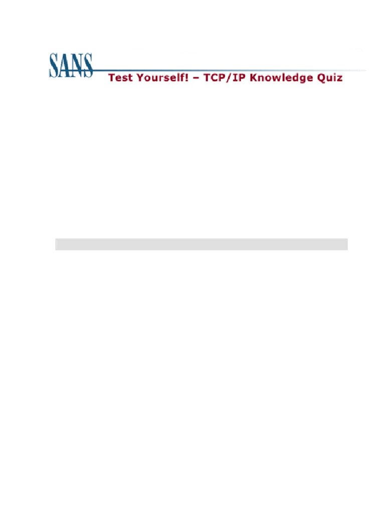 TCP/IP Quiz for SANS Course Prep | PDF | Port (Computer Networking ...