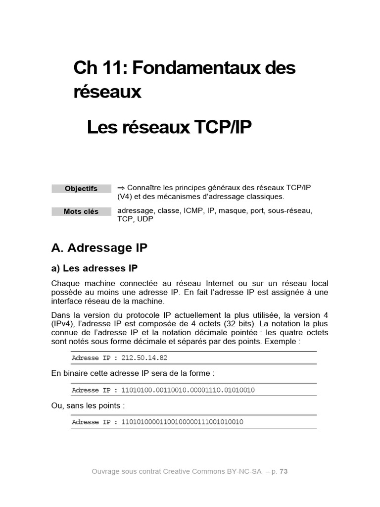 Fondamentaux des réseaux TCP/IP et adressage | PDF | Protocoles ...