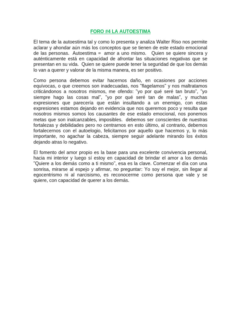 Claves para Mejorar la Autoestima | PDF