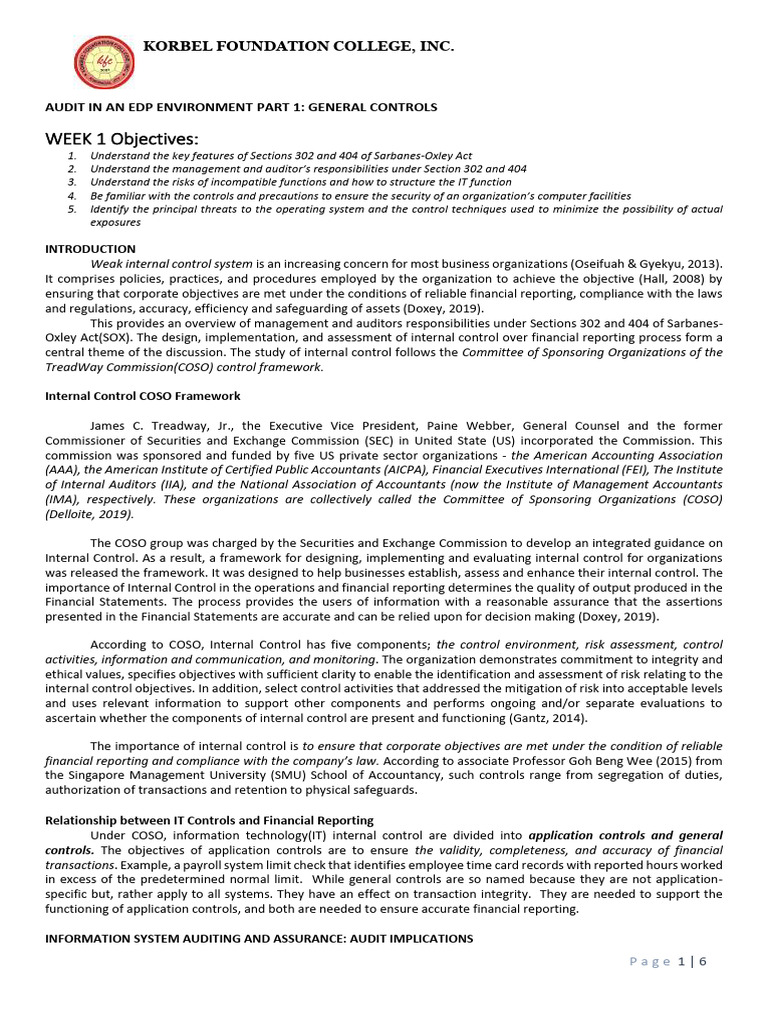 Audit Controls in EDP Environments | PDF | Internal Control | Operating ...