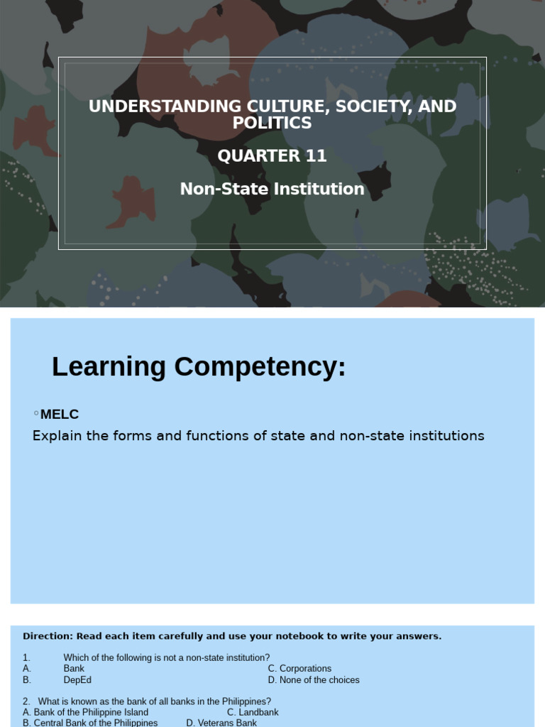 Non-State Institutions Explained | PDF | Cooperative | Banks