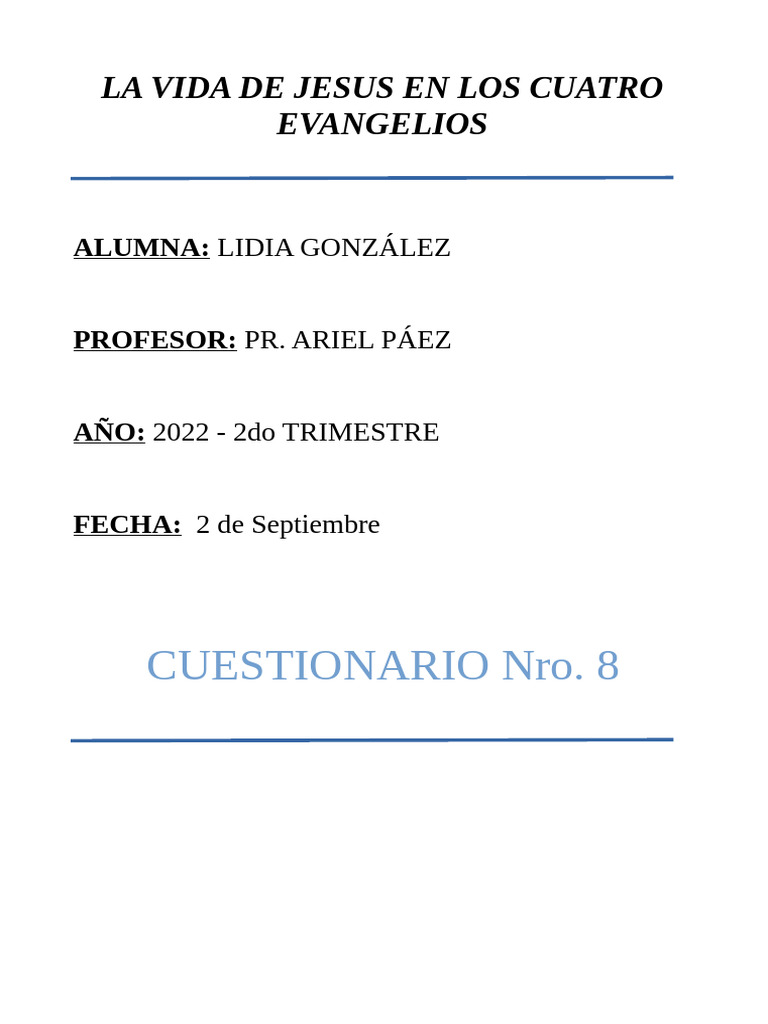 Vida de Jesús en los Evangelios | PDF | Jesús | Juan el apóstol