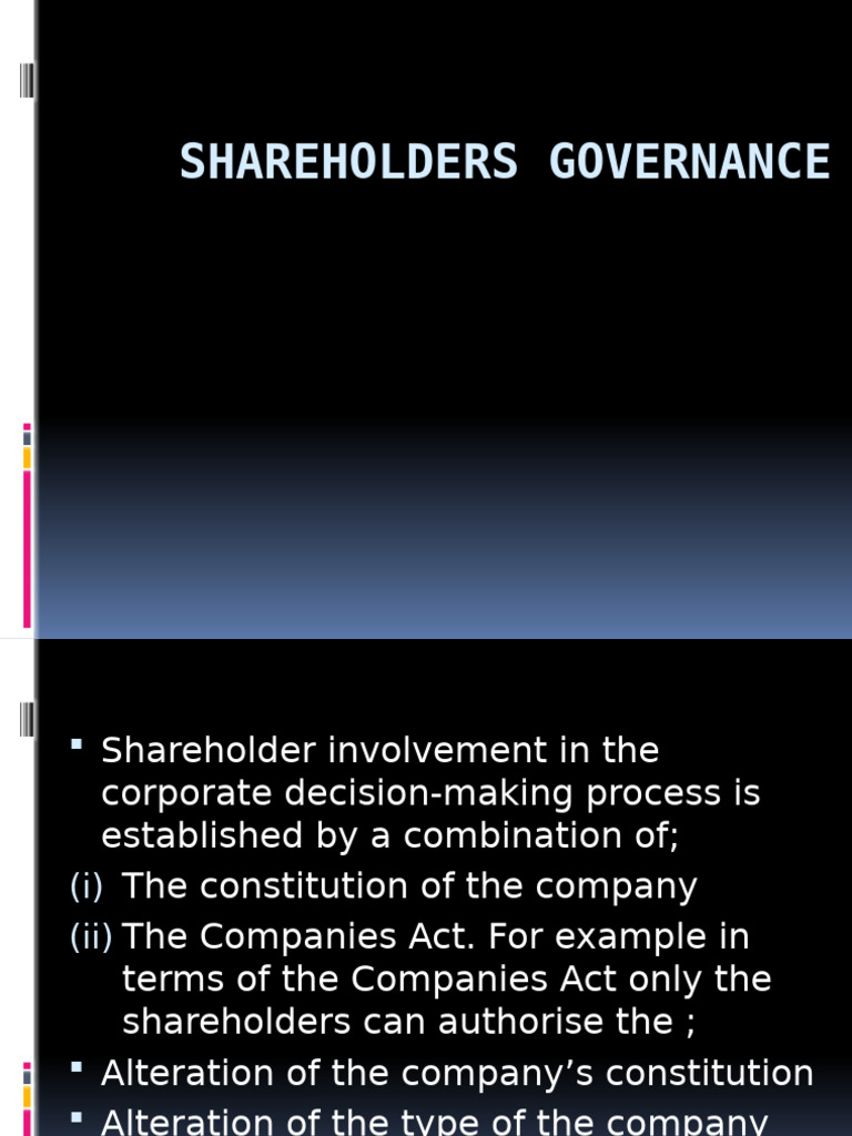 Shareholder Governance and Rights | PDF | Board Of Directors | Proxy Voting