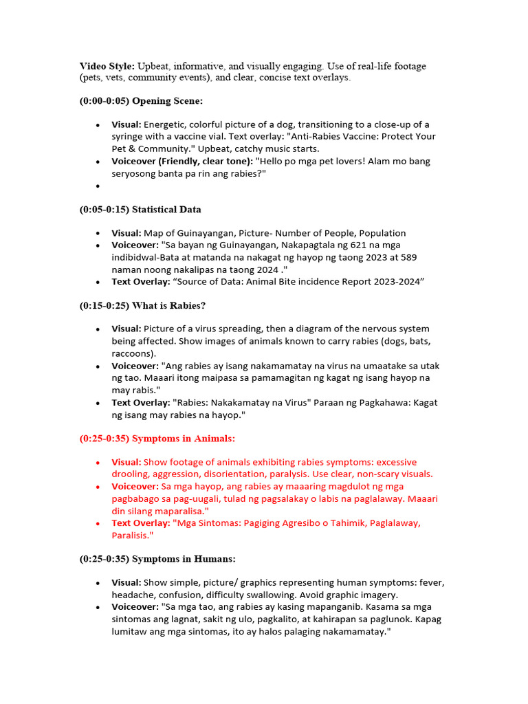 Rabies Awareness Video Script | PDF