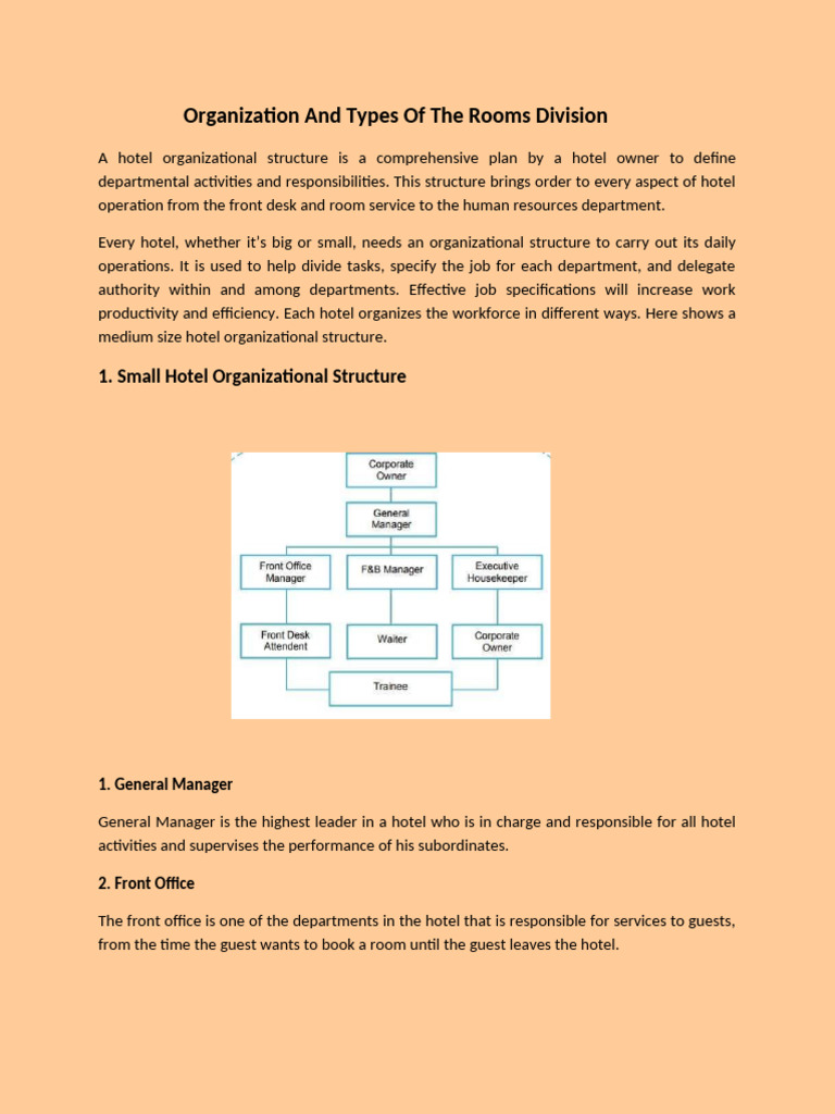 Hotel Rooms Division Structure Explained | PDF | Human Resources | Hotel