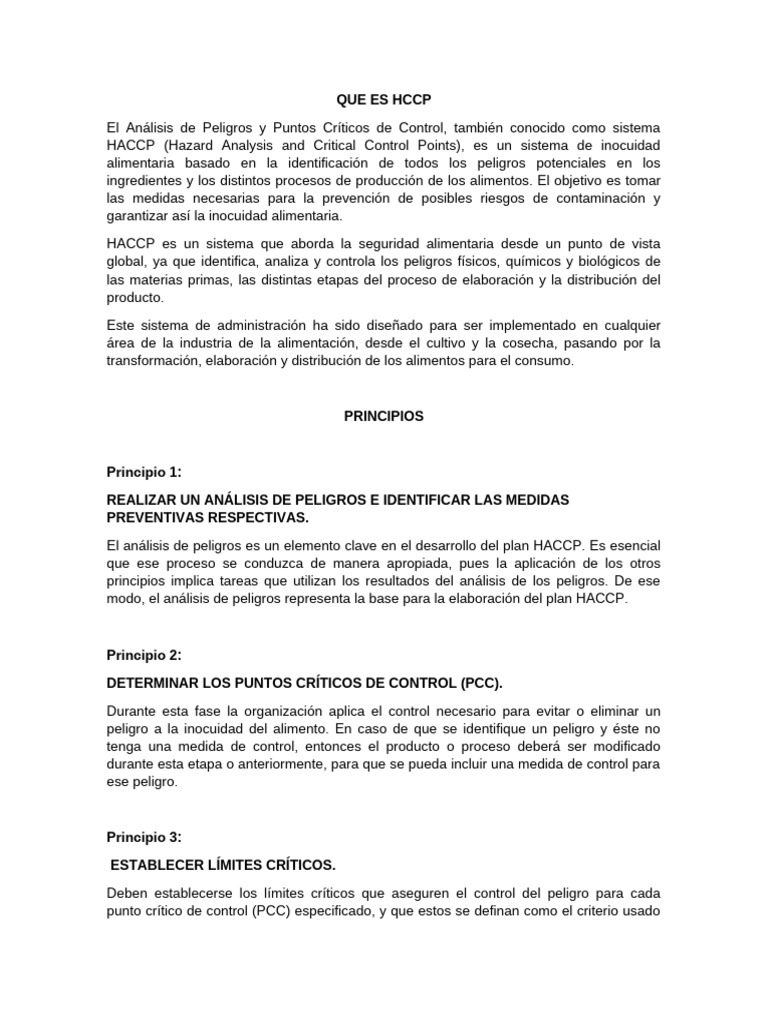 Introducción al Sistema HACCP | PDF | Análisis de Riesgo y Puntos ...