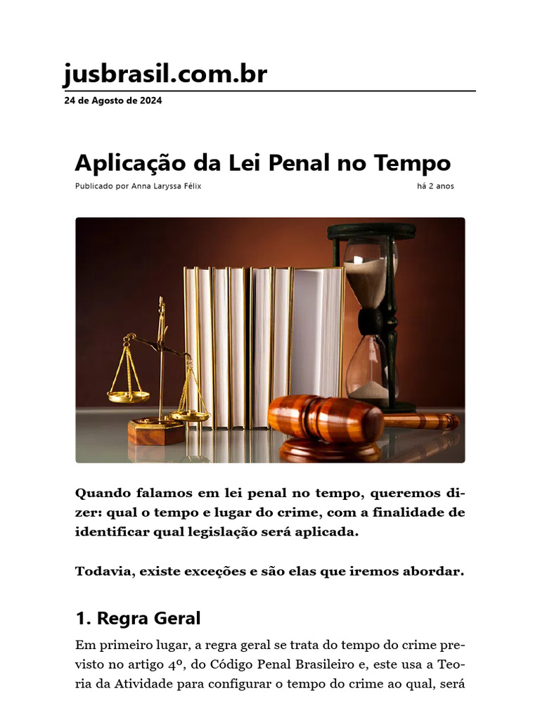 Aplicação da Lei Penal no Tempo | PDF | Crimes | Crime e Violência