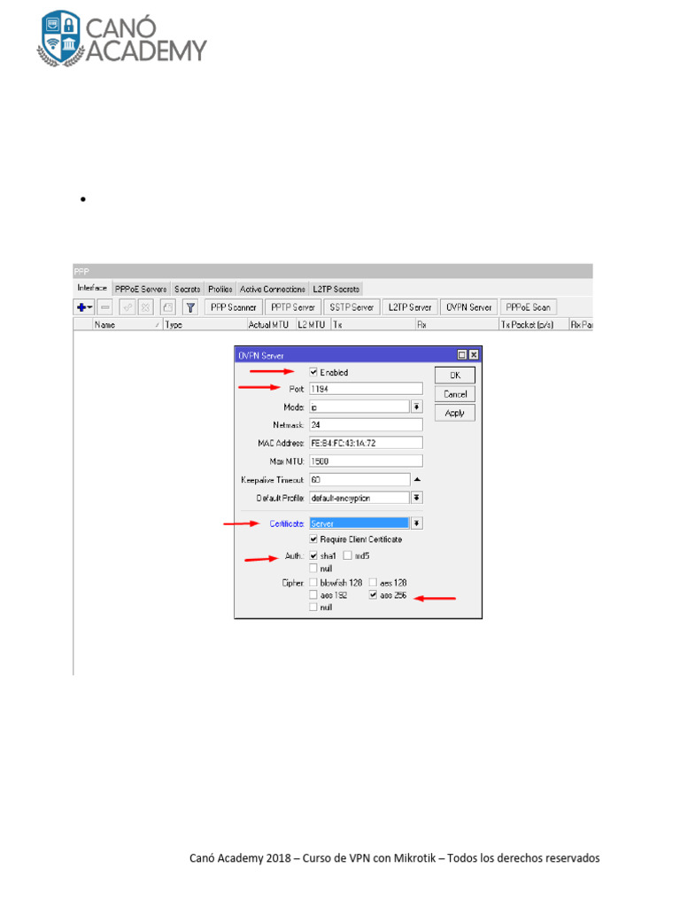 Laboratorio OpenVpn Server and Client Mikrotik | PDF | Protocolos de ...