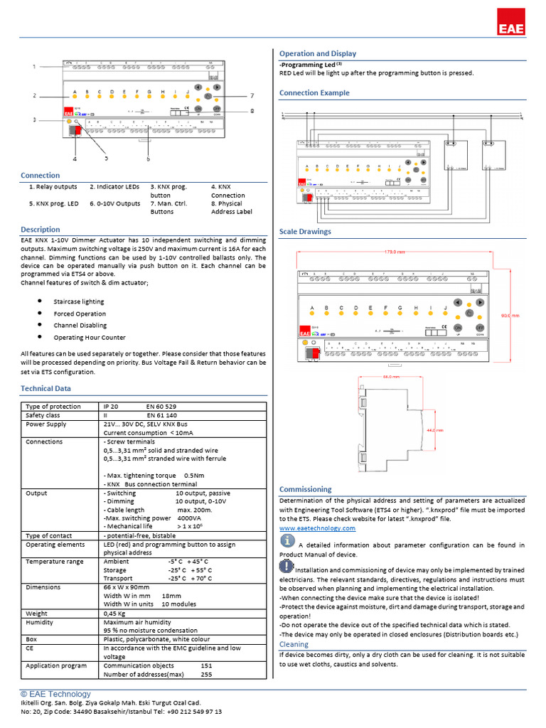 EAE SD110 KNX Dimmer Installation Guide | PDF | Electricity ...