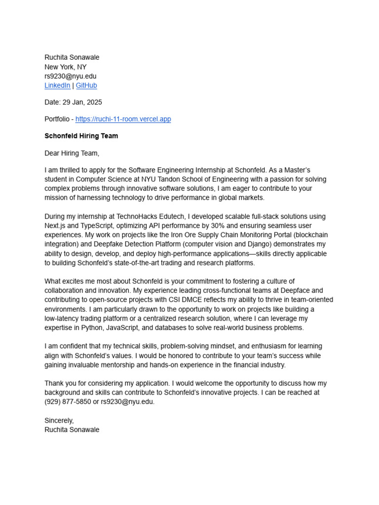 Software Engineering Internship Application | PDF