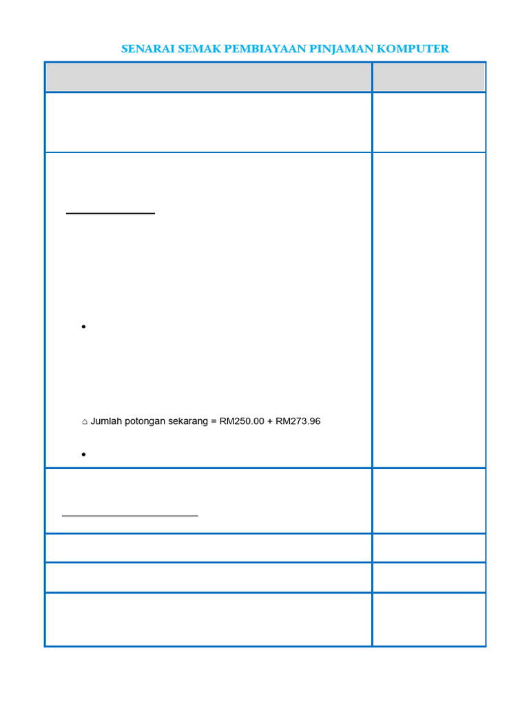 Senarai Semak Pinjaman Komputer Kerajaan | PDF