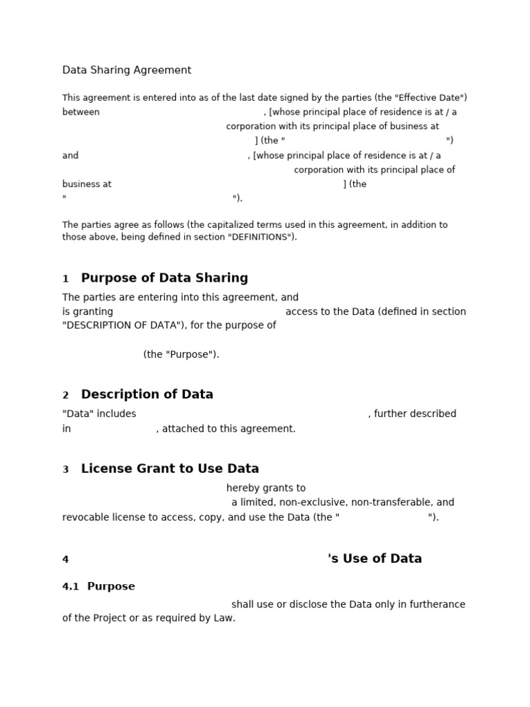 Data Sharing Agreement - Effective date is executed date | PDF ...