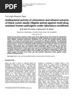 Download 2010 Antibacterial Activity of Chloroform and Ethanol Extracts of Black Cumin Seeds Nigella Sativa Against Multi-drug Resistant Human Pathogens Under Laboratory Conditions by PT Royal Medicalink Pharmalab SN84040326 doc pdf