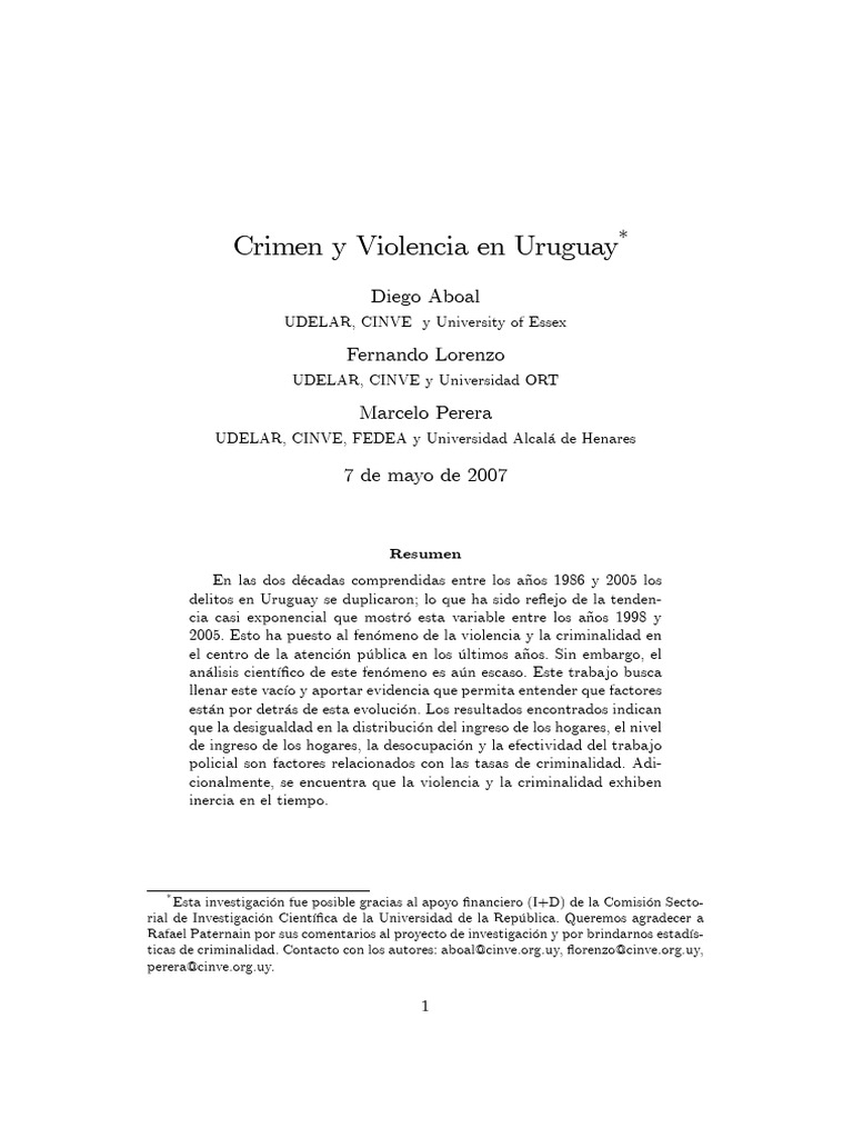 Criminalidad y Violencia en Uruguay | PDF | Crímenes | Crimen y violencia