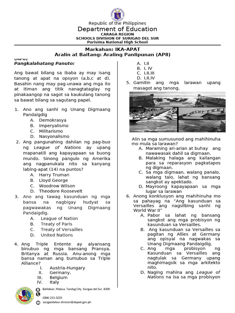 g8 4th Diagnosticl Test AP 8 Tqs Copy Edited | PDF