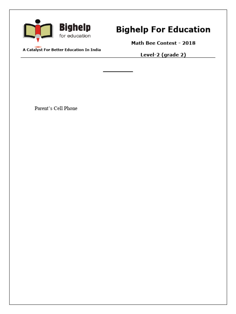 MathBee2018 Student Booklet Level2 | PDF