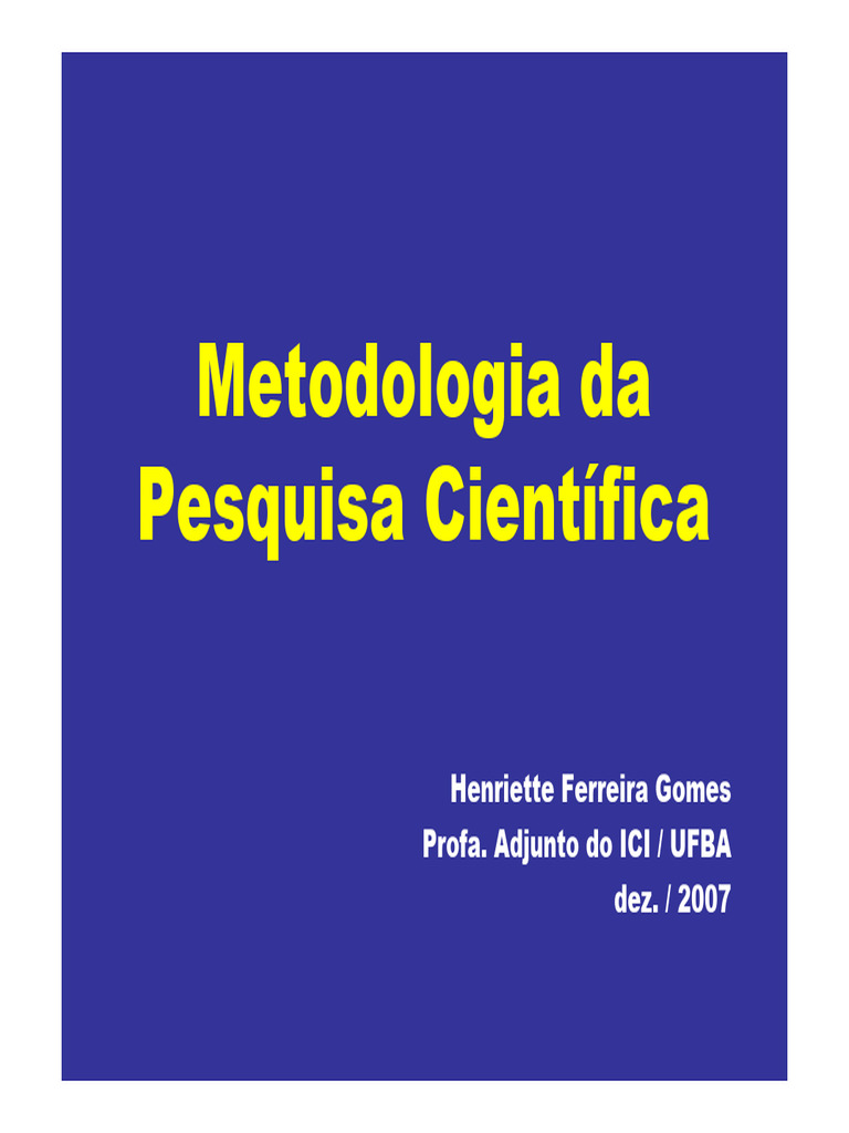 Metodologia da Pesquisa Científica | PDF | Método científico | Science