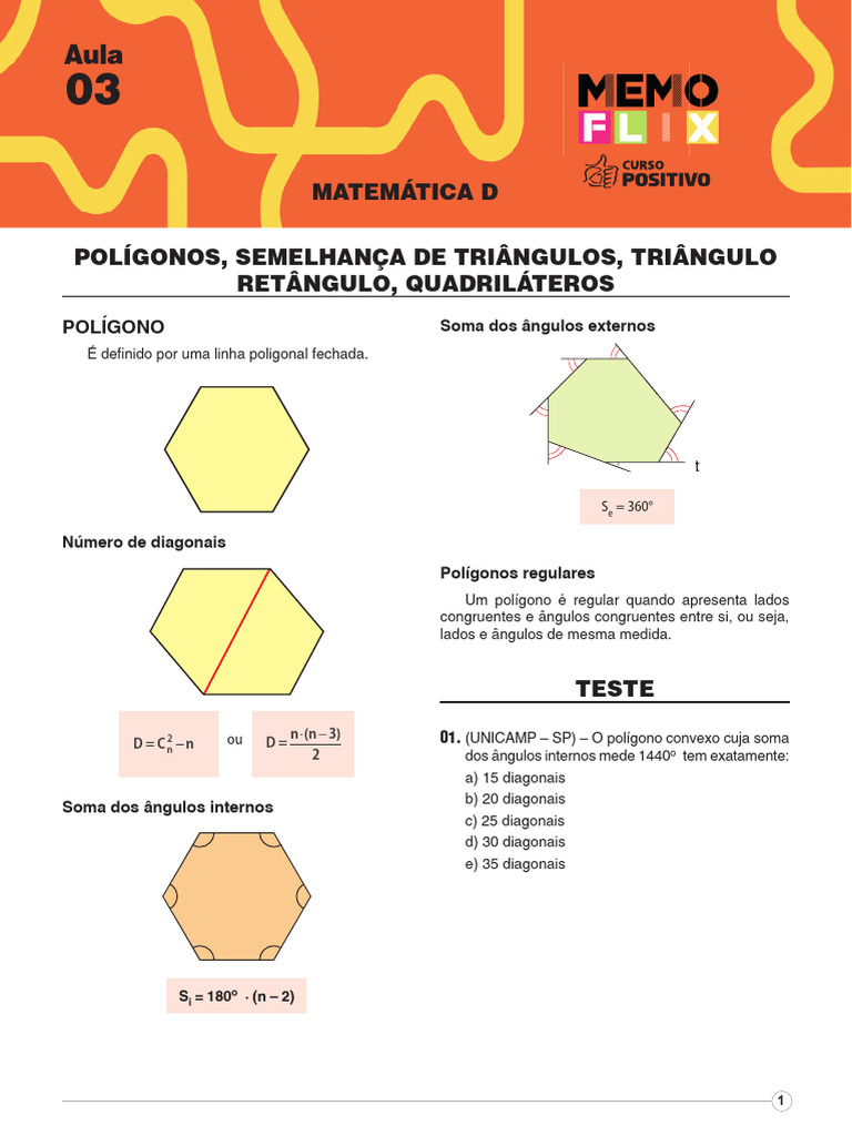 Polígonos e Triângulos: Conceitos e Testes | PDF | Triângulo | Formas ...