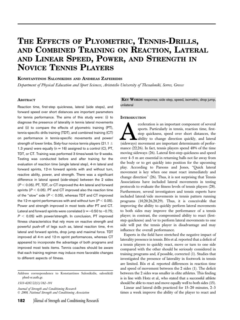 Training Effects on Novice Tennis Players | PDF | Strength Training