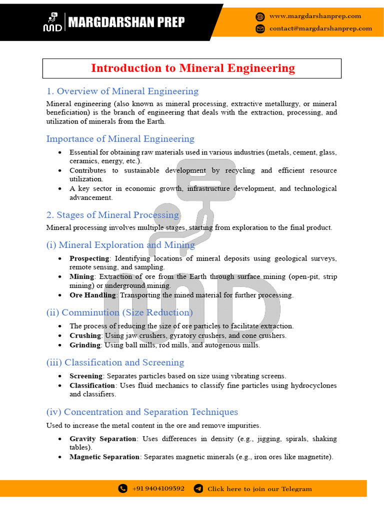 Introduction to Mineral Engineering | PDF | Mining | Recycling