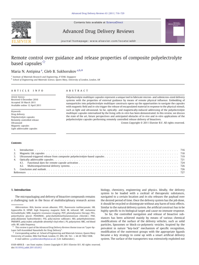 1 s2.0 S0169409X11000639 Main | PDF | Nanoparticle | Ultrasound
