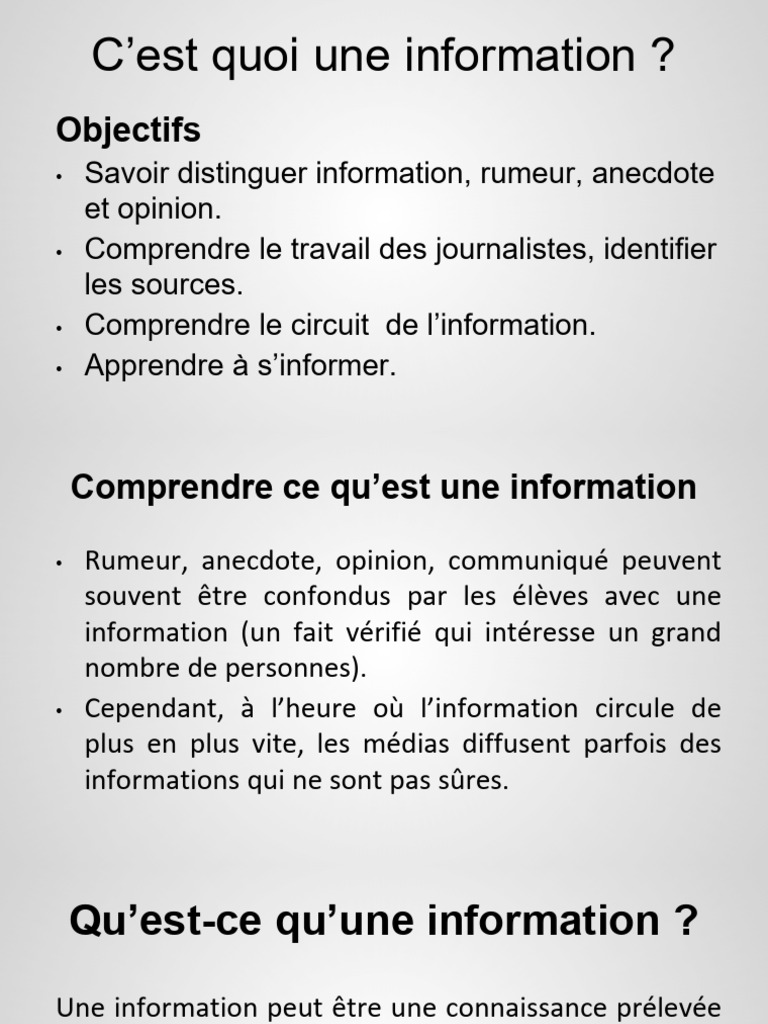 Qu'est-ce qu'une information ? | PDF | Informations | Média (Communication)