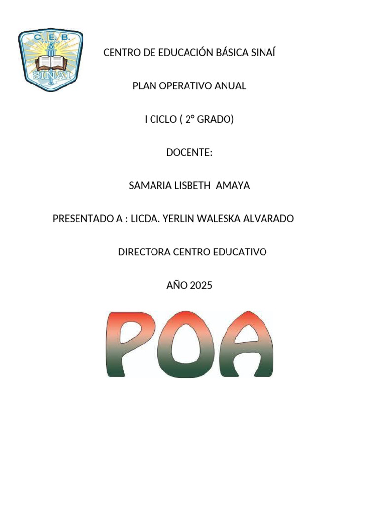 Plan Operativo Anual 2025 - 2° Grado | PDF | Aprendizaje
