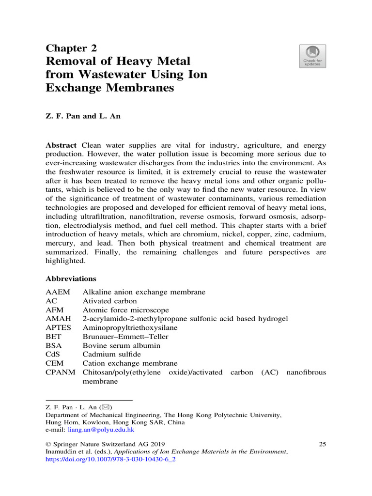Heavy Metal Removal from Wastewater | PDF | Chromium | Nickel