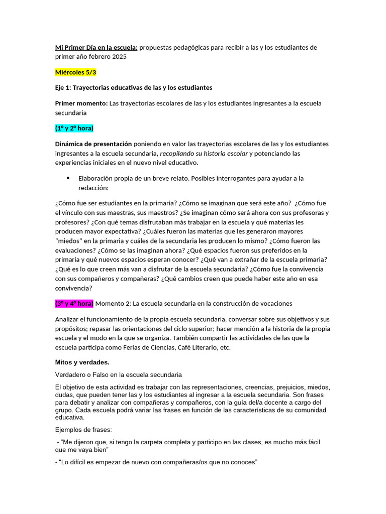 2025 Inicio 1ro | PDF | Escuelas | Educación Secundaria