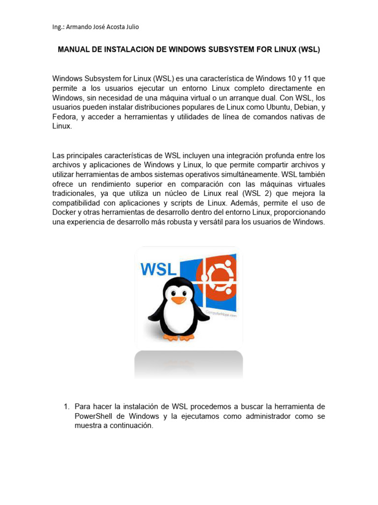 Instalación de WSL en Windows 10/11 | PDF | Interfaz de línea de ...