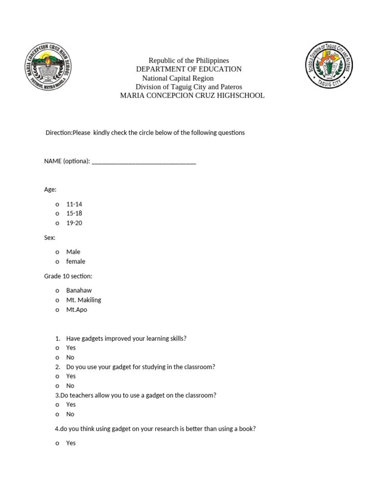 John Henry's Questionnaire | PDF