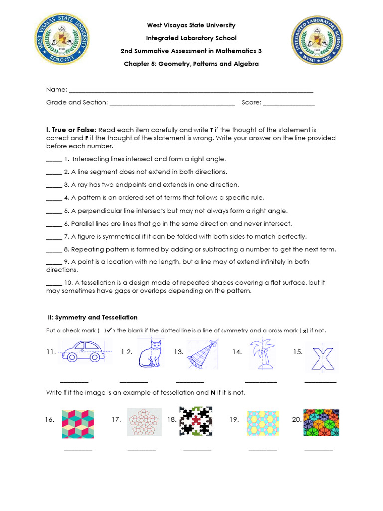 2nd Summative Grade 3 FINAL | PDF | Line (Geometry) | Symmetry