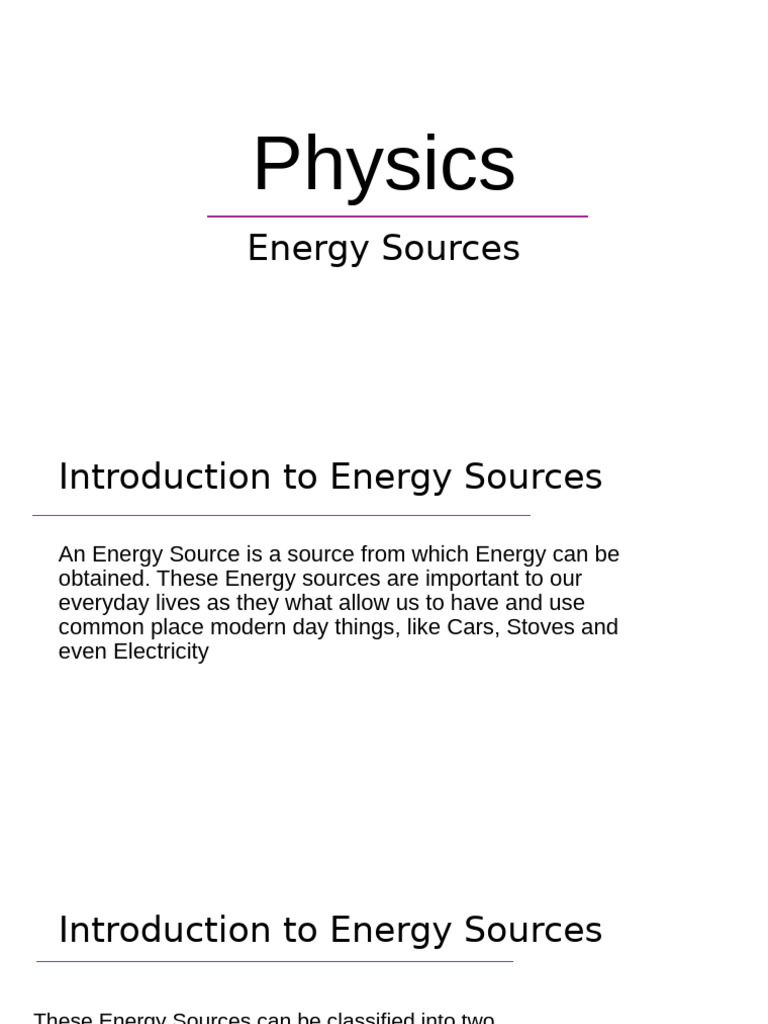 Understanding Energy Sources: Renewable & Non-Renewable | PDF | Energy ...