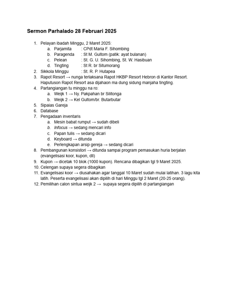 Sermon Parhalado 28 Februari 2025 Pdf