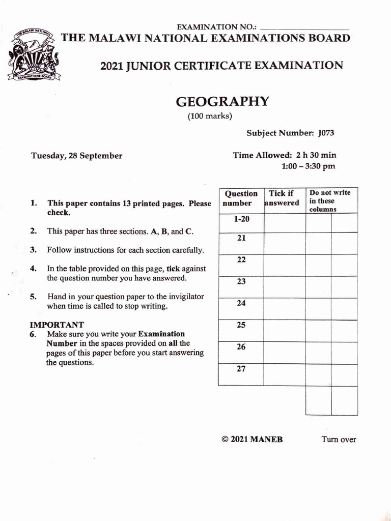 2021 JCE Geography | PDF