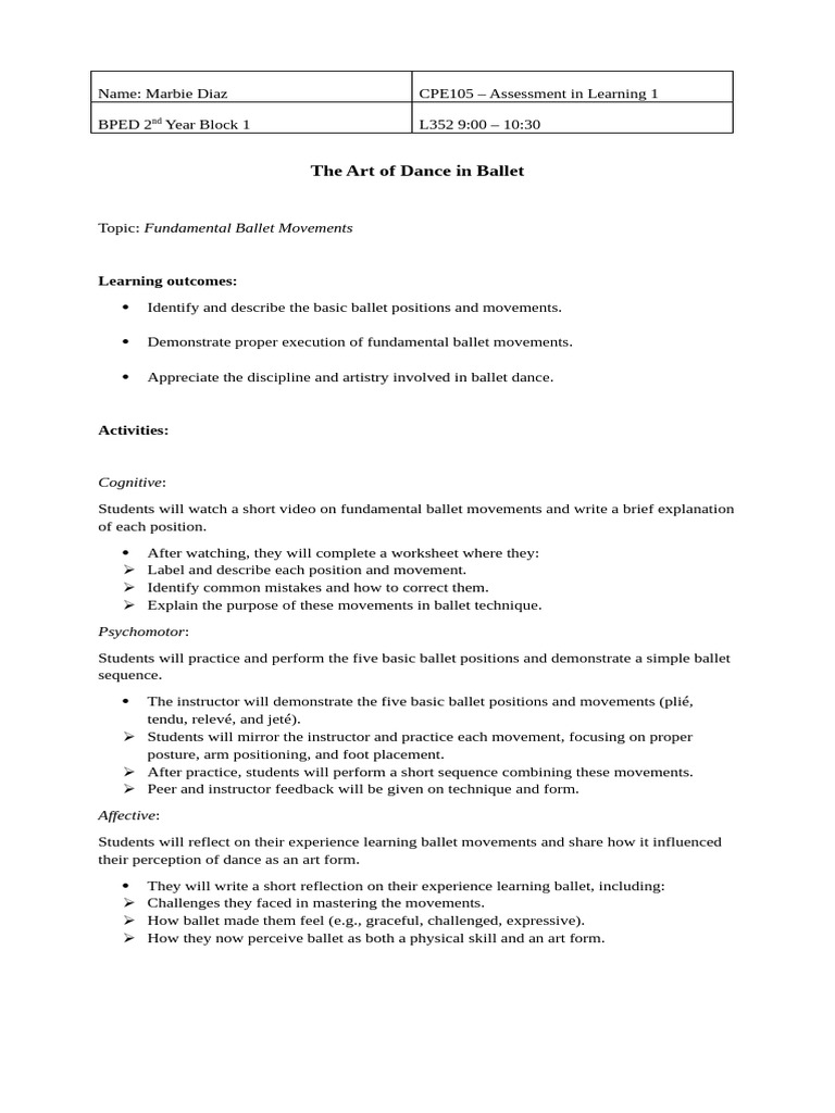 Fundamental Ballet Movements Explained | PDF
