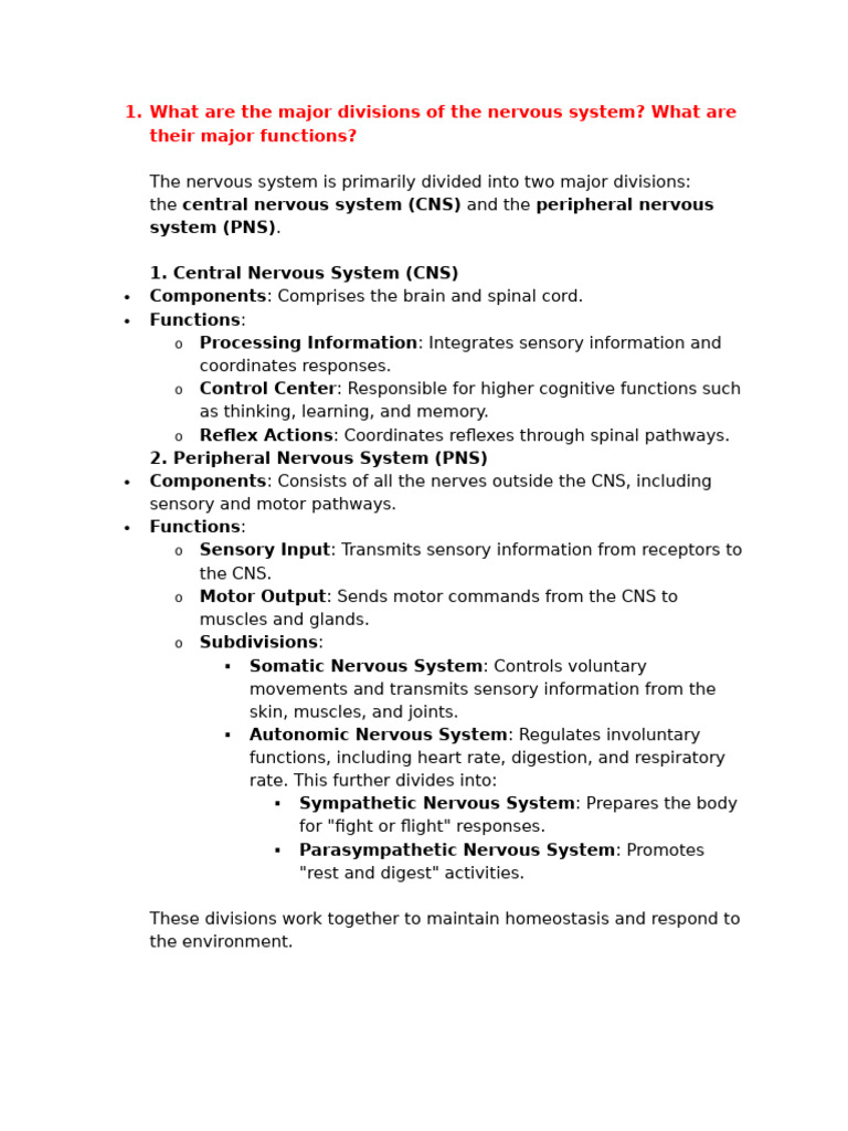 What Are The Major Divisions of The Nervous System | PDF | Nervous ...