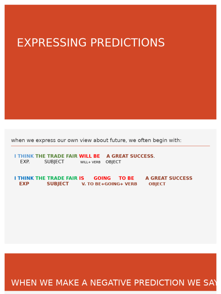 Expressing Predictions Grammar Class | PDF