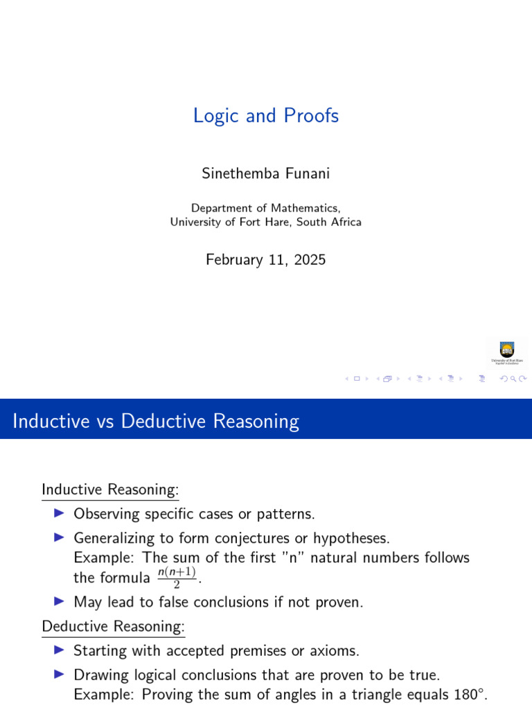 Logic and Proofs: Inductive vs Deductive | PDF | Theorem | Mathematical ...